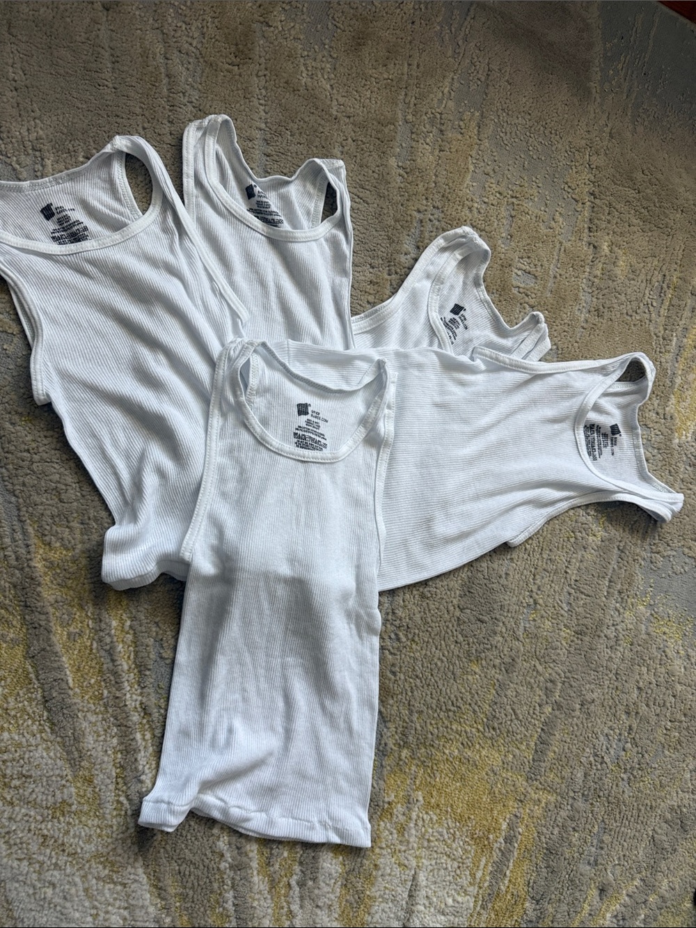 Hanes White Ribbed Kids Tank Tops - Set of 5